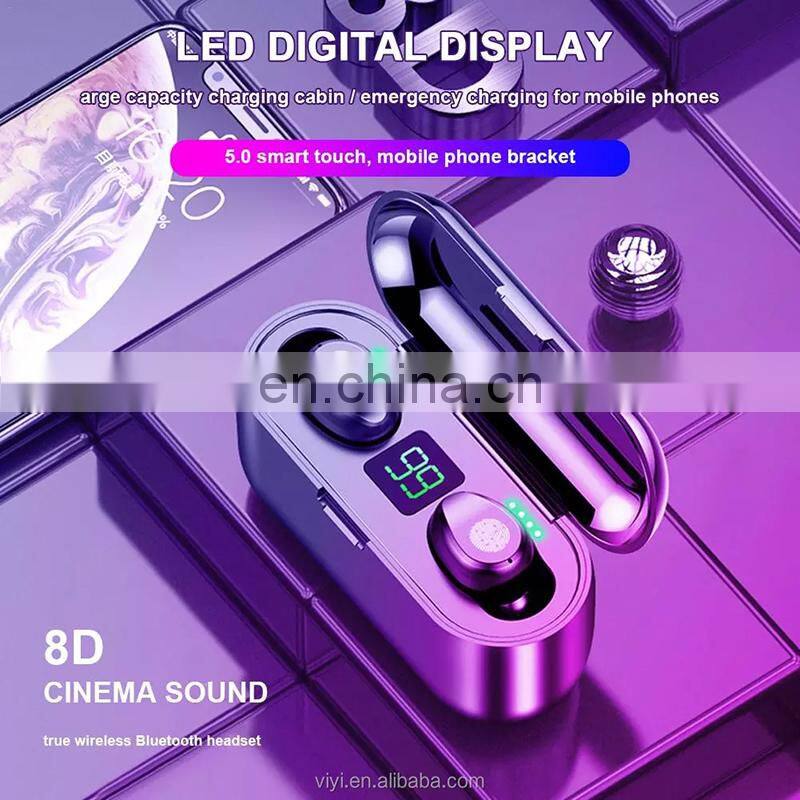 Mini bass wireless earbuds F9 LCD display blutooth earphone with power bank audifono f9-34 tws auriculares