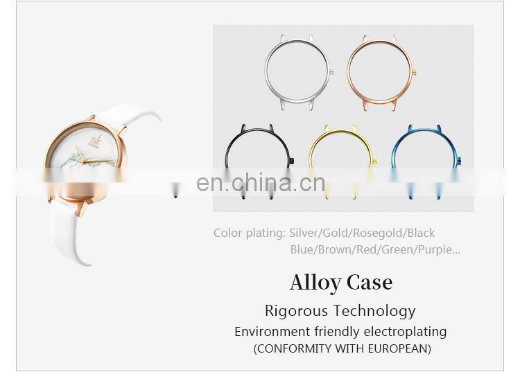 SHENGKE SK Men Watch Leather Band Matte Black Watches Custom Logo Brand Your Name  K9015G Alloy Watches