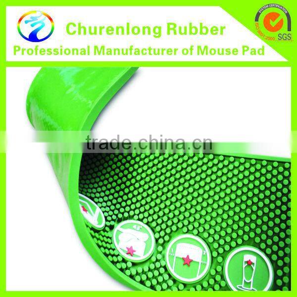 2016 Hot Selling Logo Branded Embossed Custom Anti Slip Soft PVC Beer Bar Mat