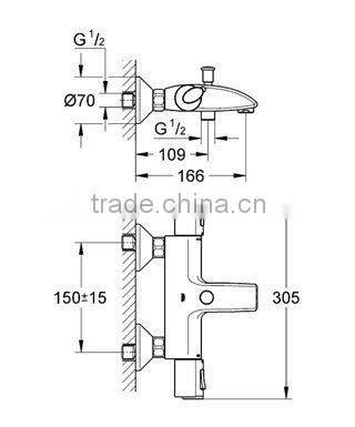 Double Handle Bath Shower Faucet Thermostatic