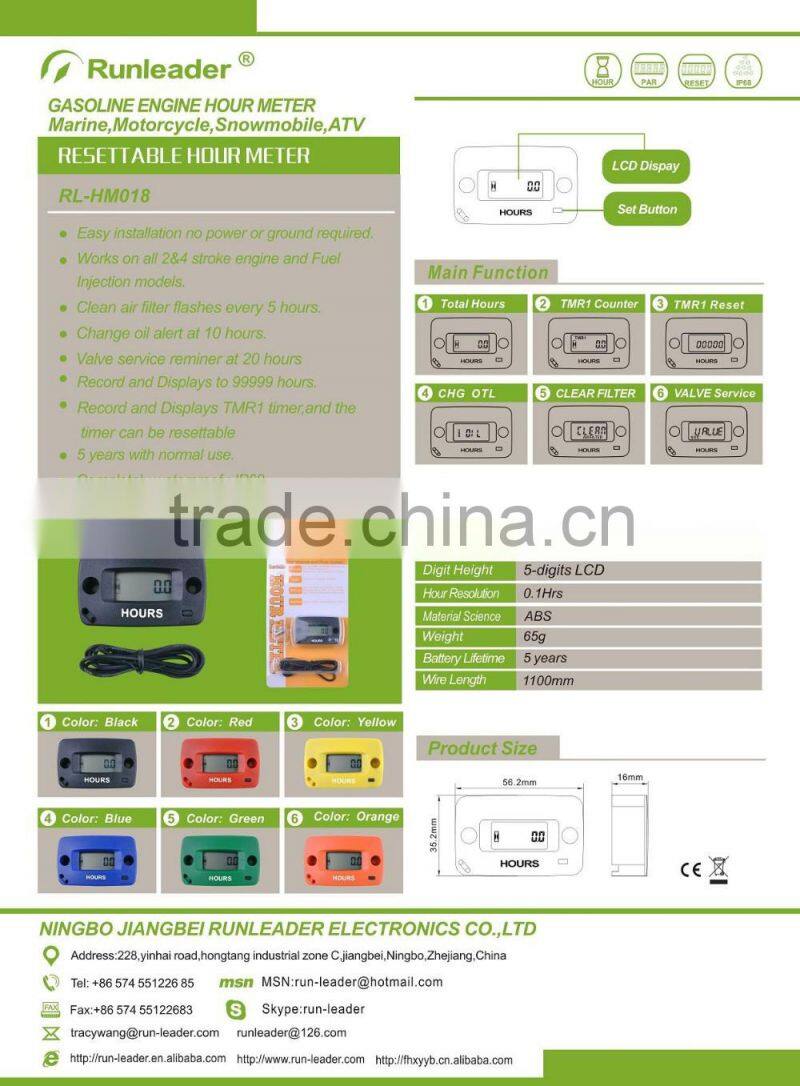 100% Waterproof Digital Hour Meter Used For Motorcycle,Motocross,ATV,Dirt Bike,Snowmobile,Generator,Marine,Ski