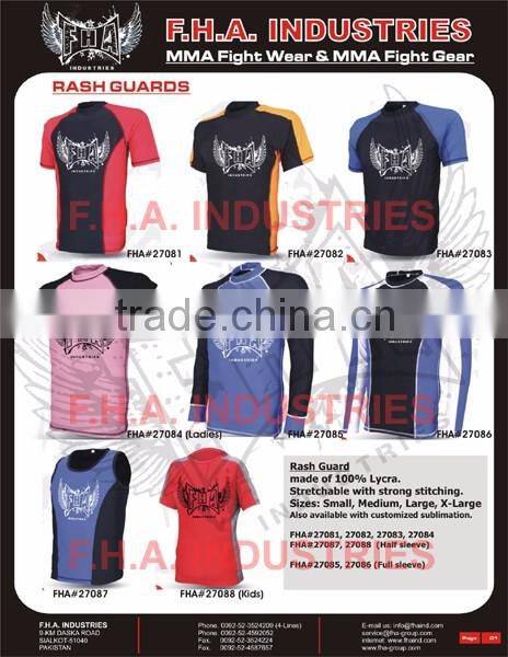 Rash Guards, Compression wear, Men Women Sublimation Rash Guards, MMA Boxing Martial Arts Rash Guards by FHA INDUSTRIES