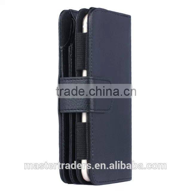 Cheap Multi Function Litchi Grain Stand Wallet PU Leather Case With Card Slot And PC Back Cover For 5 Inch Mobile Phone MT-3681