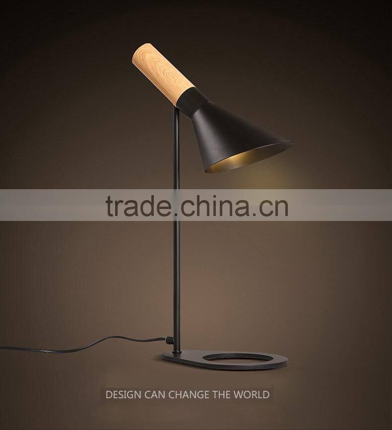 wooden+steel E27*1 table lamp, bedroom /study small desk light ,