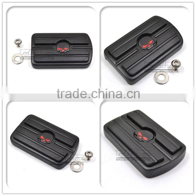 BJ-FP216-052 Skull Large Billet Aluminum Brake Pedal Pad Cover For 1980-up Harley Touring