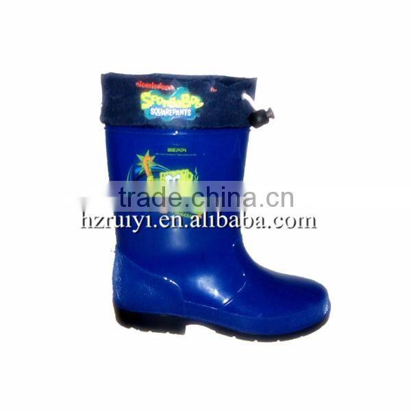 customer printed PVC cheap light kids fashionable cute cartoon pvc inject rain boots