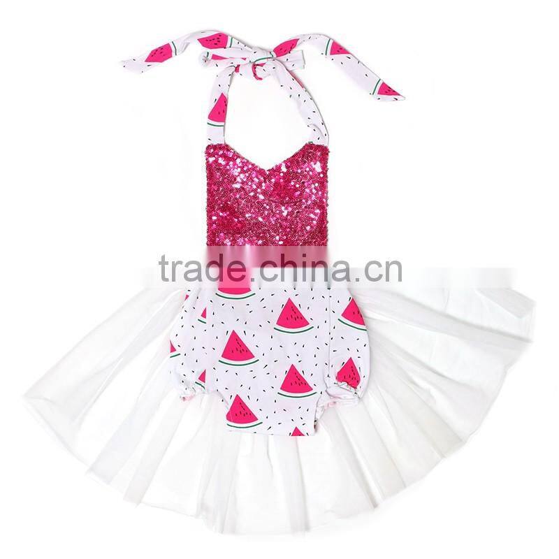 2016 Hot Sale Baby Ruffle Watermelon Printed Romper Backless Girls Fashion Breathable Romper