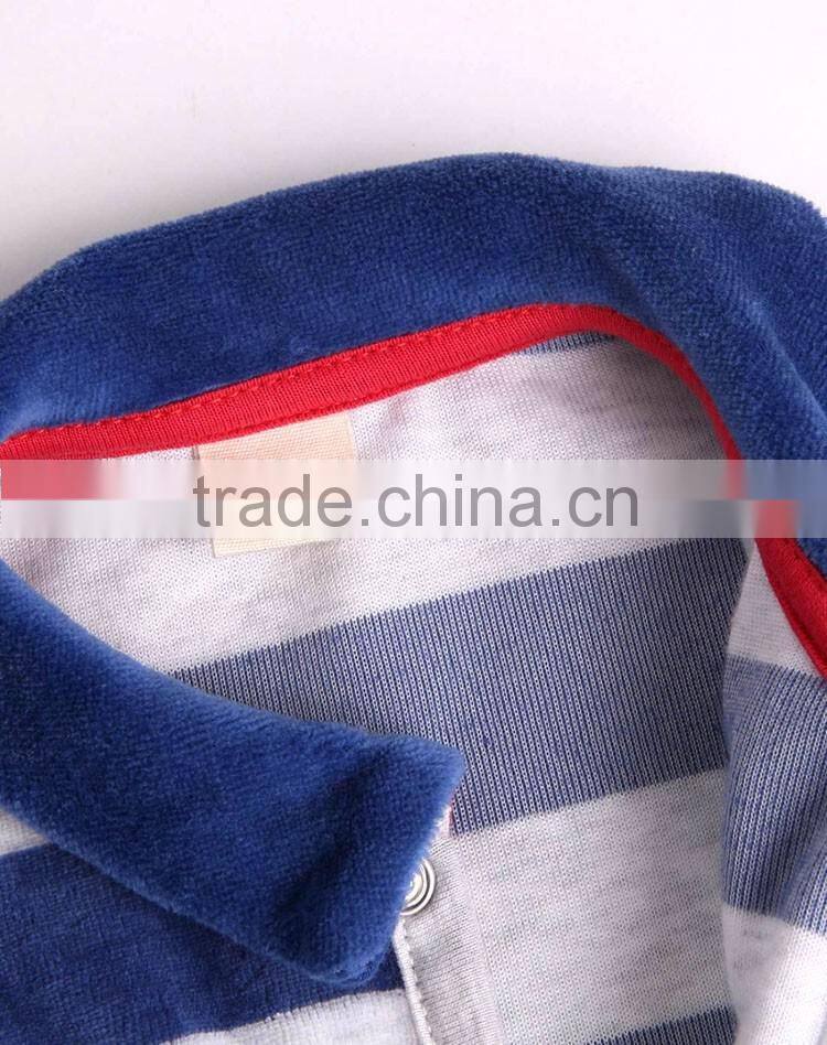 New born baby long stripe velour stripe romper