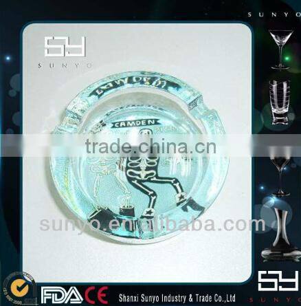 Handmade unique Vintage Amber Glass Ashtray Brown Horseshoe Good Luck engraved bottom design