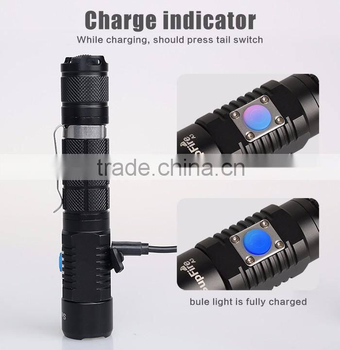 USB portable high power LED flashlight led light flashlight torch aluminum flashlight 18650 battery xm-l t6 mini torch