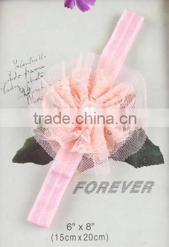 lovely flower elastic hair rubber band with pearls