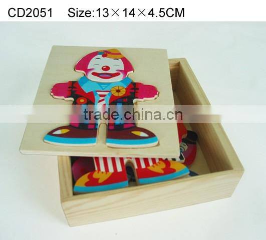 6s jester dress-up wooden puzzle in box