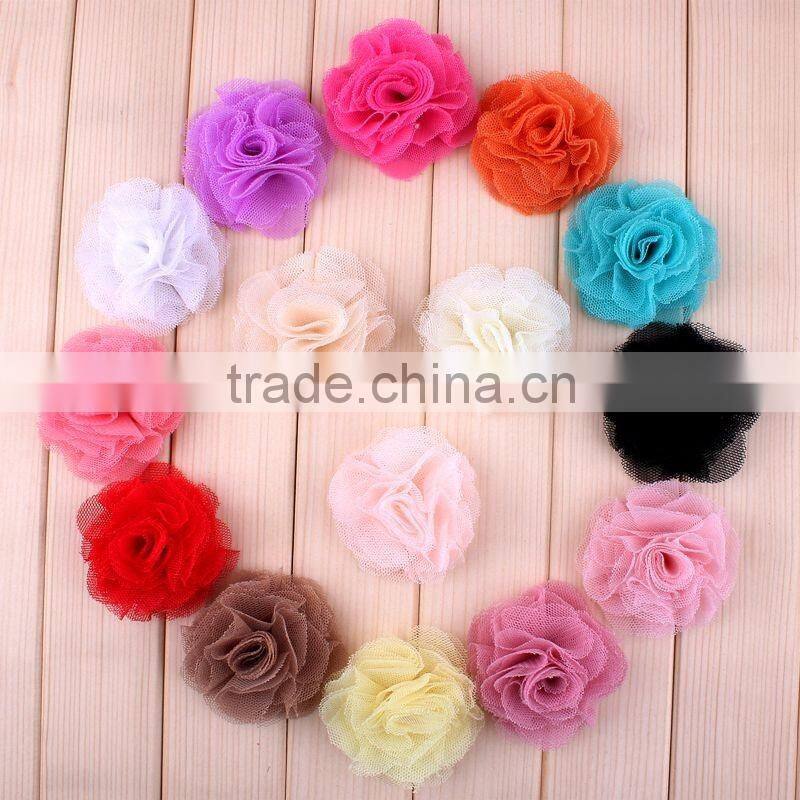 Tulle Mesh Handmade Flower,Diy Fabric Flower,Rainbow Color Flower For Children