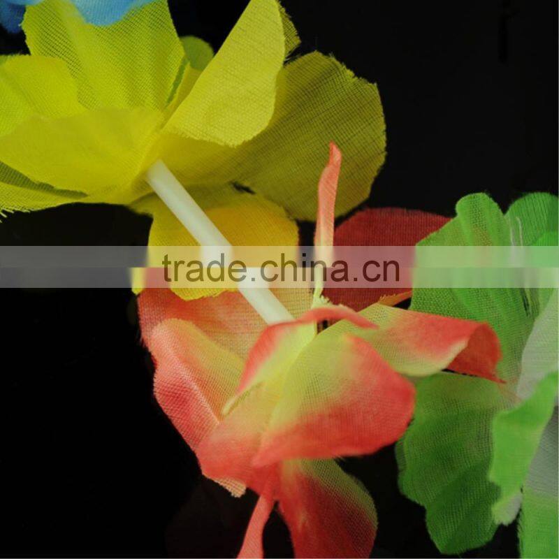 Hawaiian Leis Set Flower Garland Necklace + Headband + Bracelet Wristband Hula Party Lady Men Dance Fancy Dress Garland