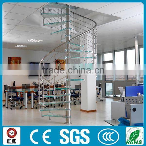 Australia standard Glass Railing Curved Staircase-YUDI