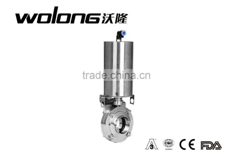 SS304 and SS316L stainless steel sanitary pneumatic butterfly valve with position sensor