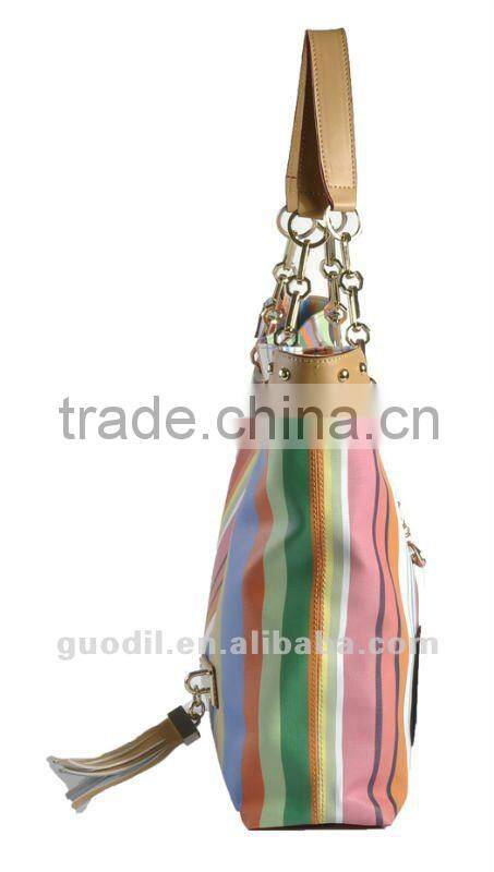Summer hot! Multi stripe PU tote bags fashion ladies handbags 2012