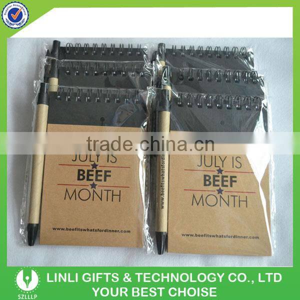 2016 fashion mini recycle notebook with ball pen