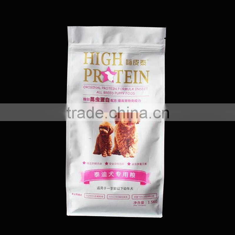 customized laminated quad seal box pouch plastic packaging bag for milk powder, pet food etc.