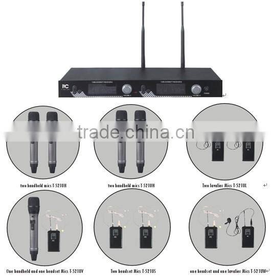 ITC T-521UH UHF Dual Channel Professional Wireless Microphone System