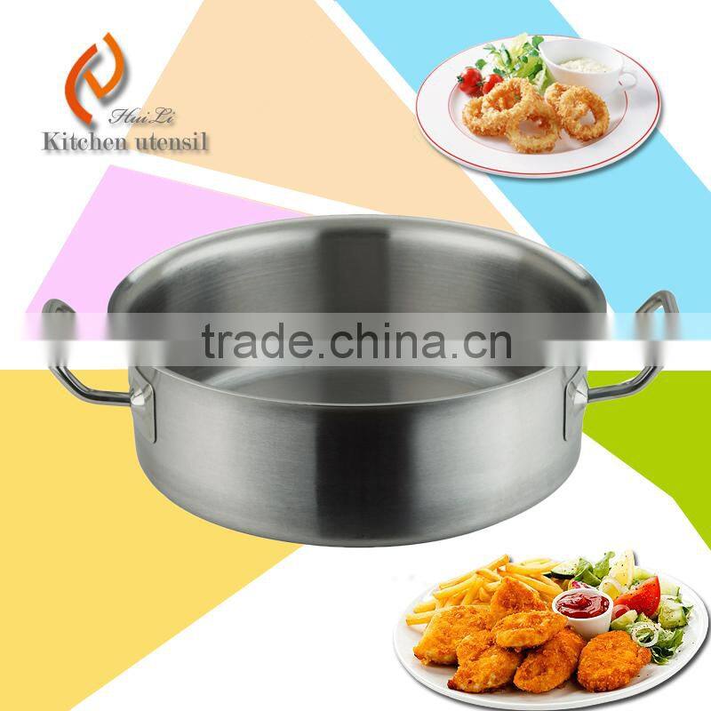 Hotel restaurant competitve factory price low body commercial stainless steel soup pot with double-ply botttom for kitchen equip
