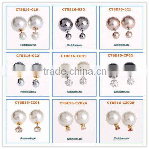 Women Trendy Jewelry Mix Design Gold Plated Matte Surface Clear Crystal Zircon Artificial Faux Diamond Stud Earrings CTBE16-CZ11