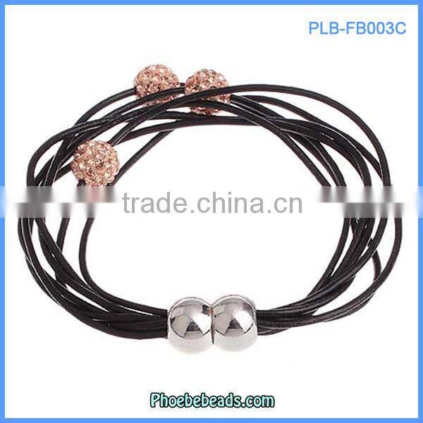 Wholesale New Design Leather Bracelets Red Crystal Rhinestone Fashion Jewelry For Women PLB-FB004A