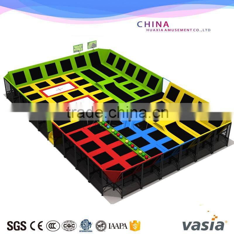 ASTM kids sky zone rectangule jumping trampoline park with basketball hoop for sale