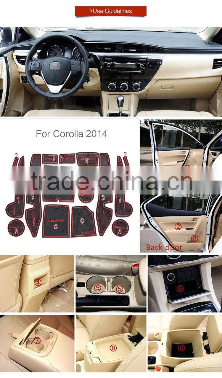 car accessories interior grid door mat for Toyota Corolla 2014 15pcs/set