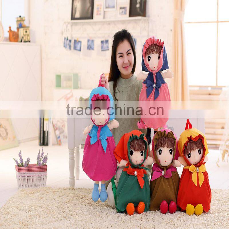 55cm beautiful customized beige stuffed plush Phil doll backpack with color-assorted windbreak& hood