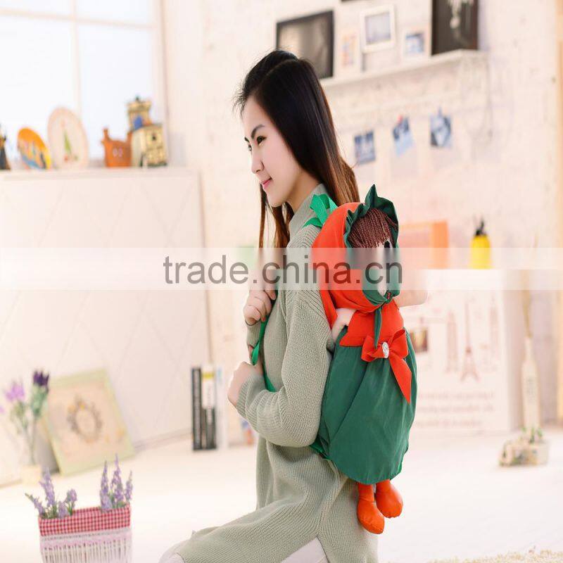 55cm beautiful customized beige stuffed plush Phil doll backpack with color-assorted windbreak& hood