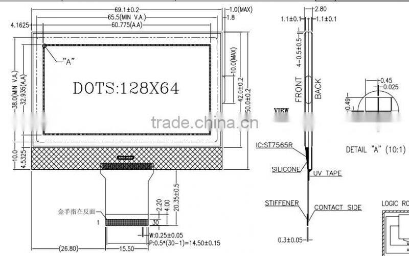 COG 128*64 A serial port interface (parallel)