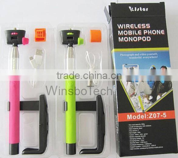 Wholesale alibaba extendable selfie stick with remote for smartphone