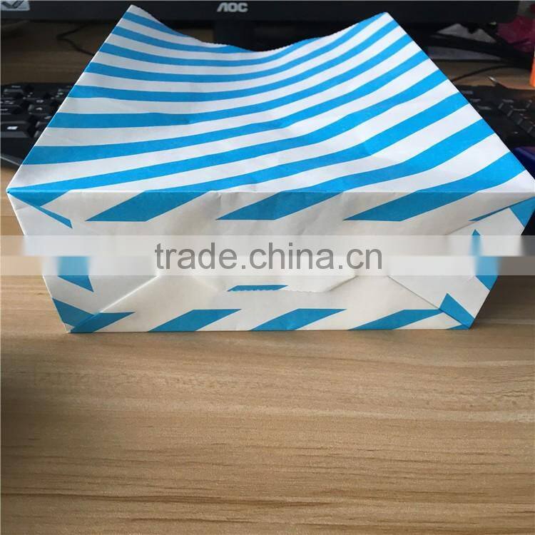 Blue stria printed food packaging stand up kraft paper bag manufactured by professional factory