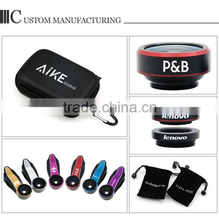 For iPhone 6S Samsung HTC LG Huawei Xiaomi Camera Lens 198 degree Fisheye 0.63X Wide-angle Lens 20X Macro Lens 3in1 lens kit