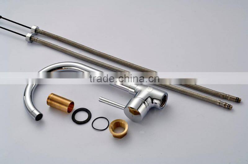 Chrome single handle brass kitchen sink faucet