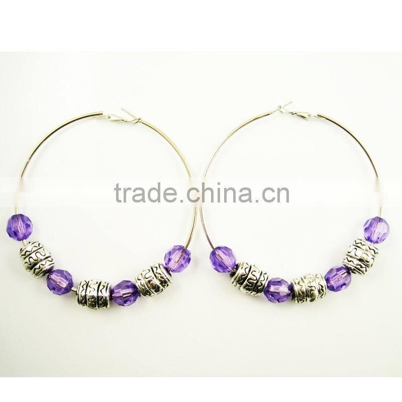 Hot sales beaded DIY acrylic round design hoop earring for gift new fashion jewelry