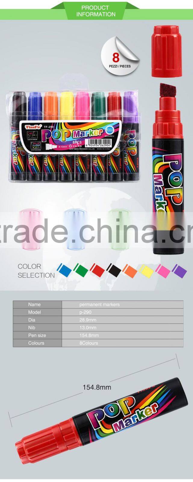 Factory direct sale multi-color ink waterproof easy erase permanent marker