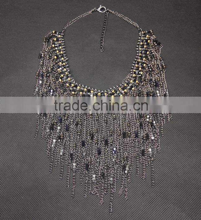 Water Drop Tassel Collar Necklace For Women Crystal Bead Brand Necklace Fashion Jewelry