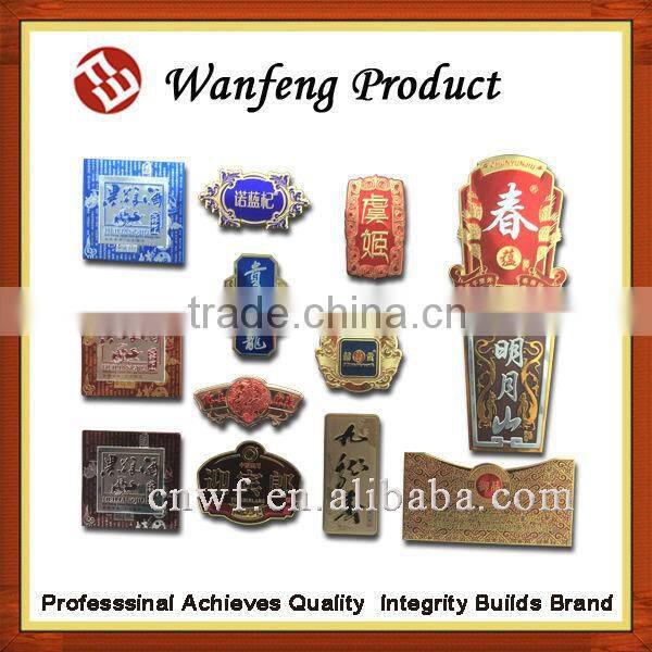 Water resistant glass bottle metal label adhesive ,brand logo lables for wine packaging