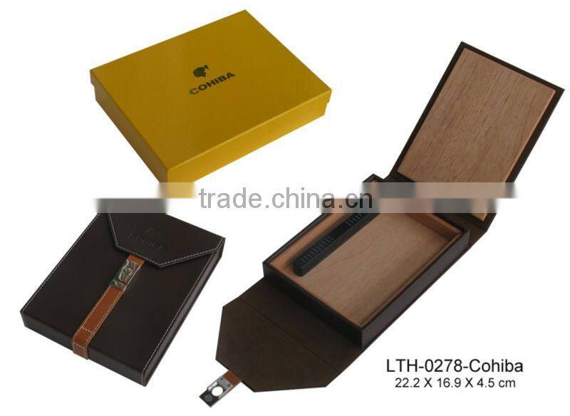 cohiba custom leather cigar packing box wholesale cigar gift set mini cigar case
