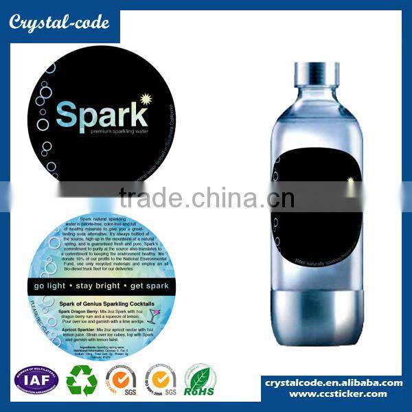 Customized adhesive PET shampoo mineral water plastic bottle printing transparent label stickers materials packaging