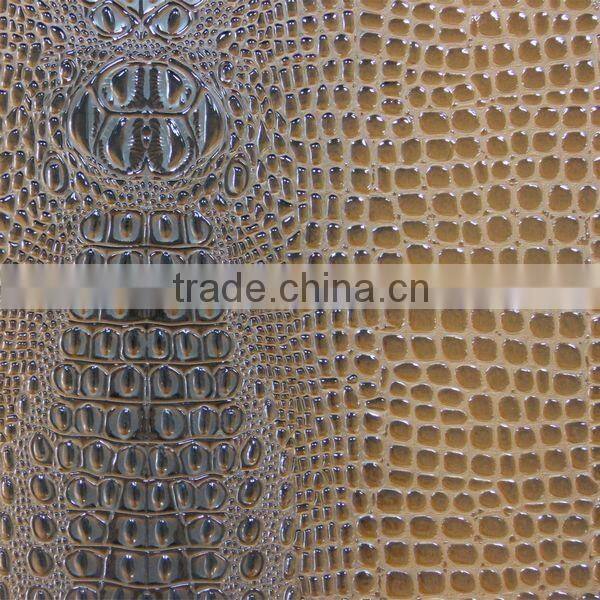 PVC leather for sofa upholstery fabric usage with crocodile emboss