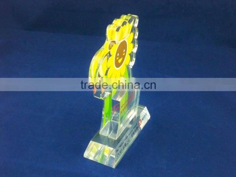 Flower shape achievement awards acrylic trophy