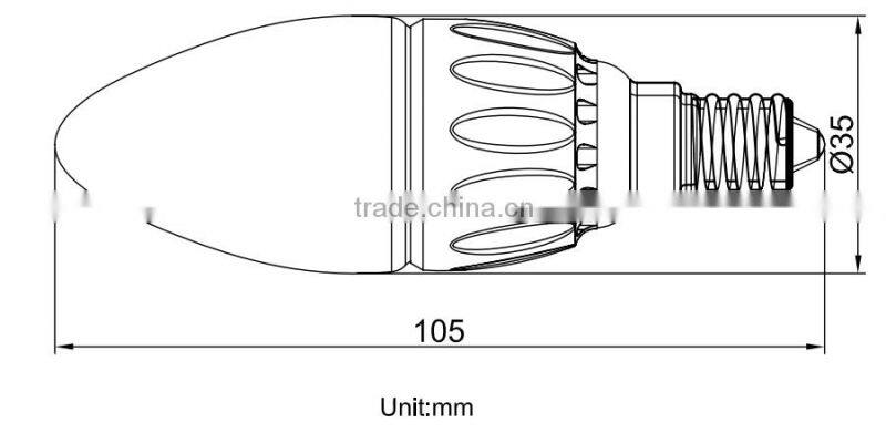 Singapore, 4W AC-Line Powered Driverless C35 COB Led Candle Bulb with Samsung AC LED, E14, C35 Driverless AC LED Candle Bulb