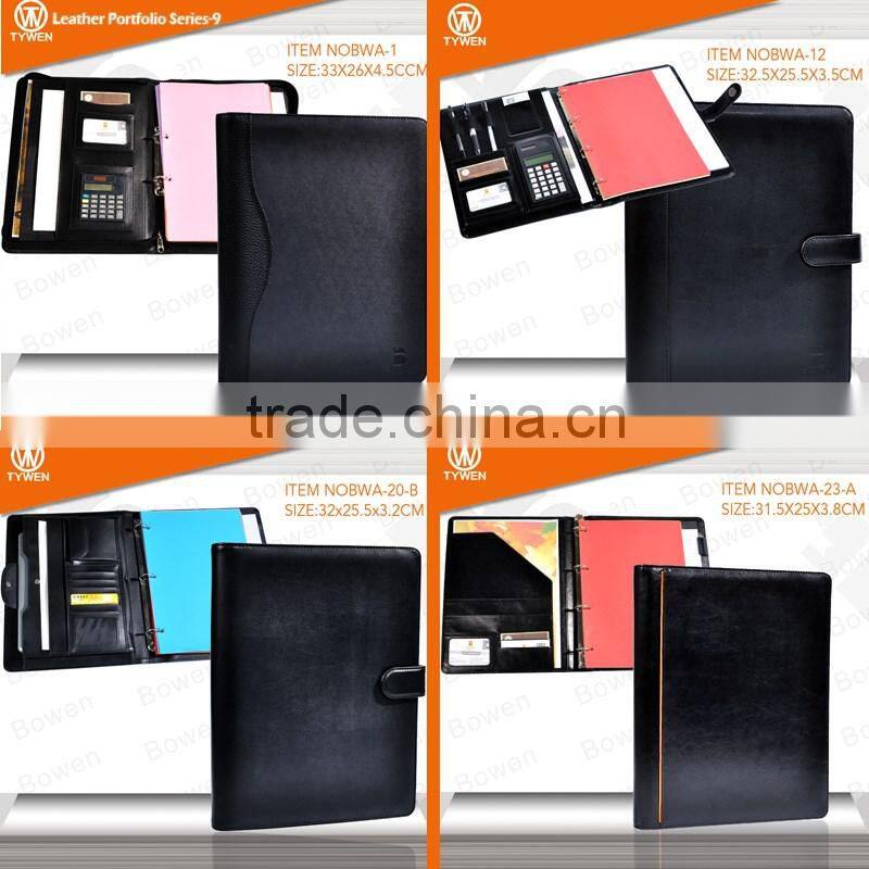 leather folder with 3 ring binder/organized file folder