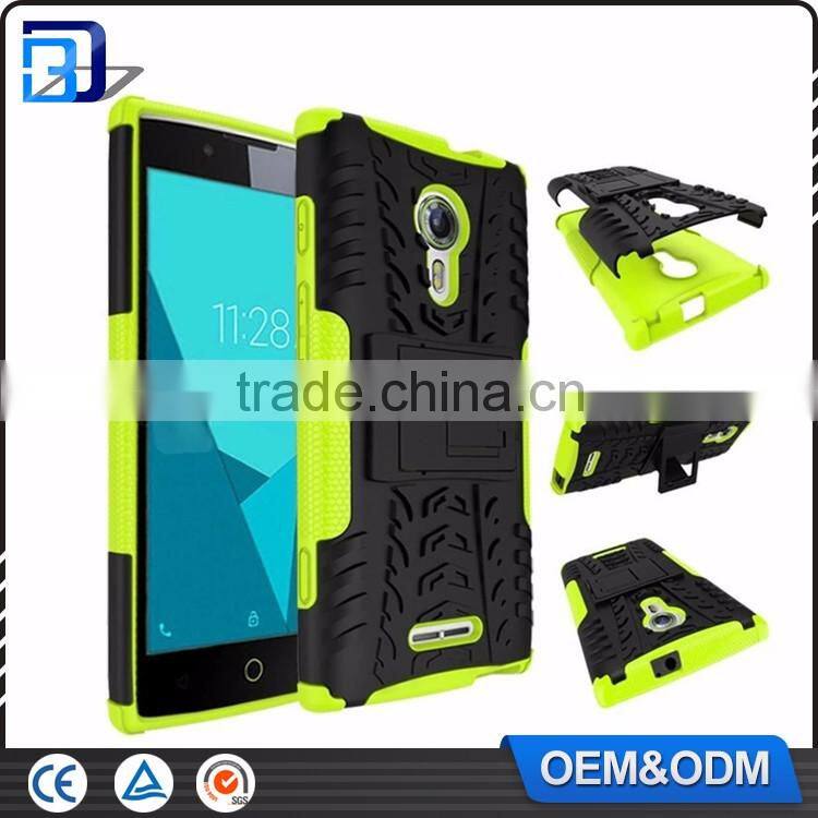 China Mobile Accessories TPU + PC Hard Back Cover Hybrid Case For Alcatel One Touch Flash 2 Armor Kickstand Case