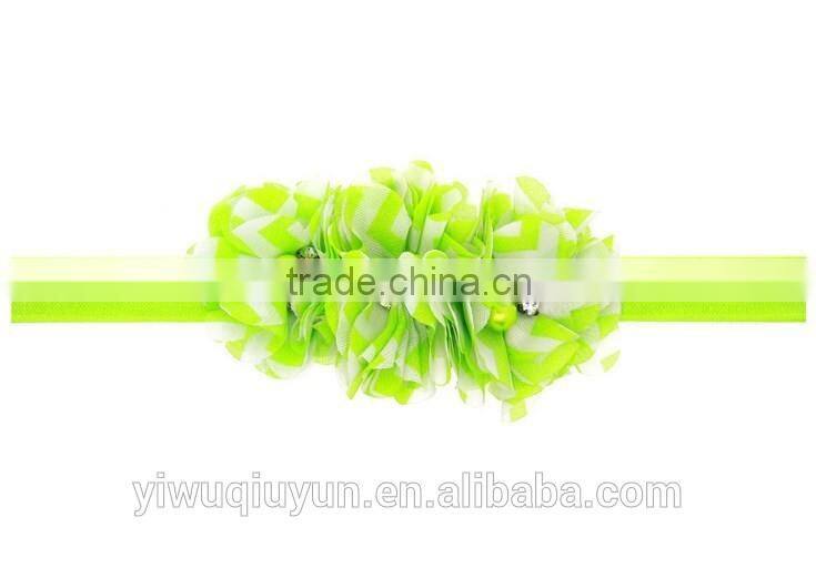 Chevron Shabby Chic flower headband Pear Rhinestone Lace flower hairband Little Girls Hair bands