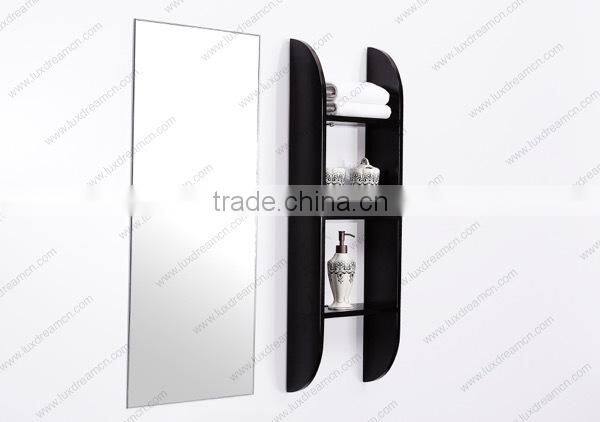 White bowl shape ceramic basin mini bathroom vanity with side cabinet