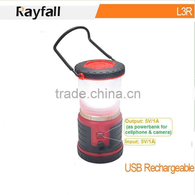 Rechargeable portable LED torch flashlight lantern with USB charging port